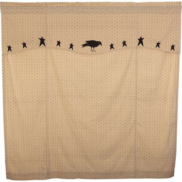 Kettle Grove Shower Curtain with Attached Applique Crow and Star Valance 72